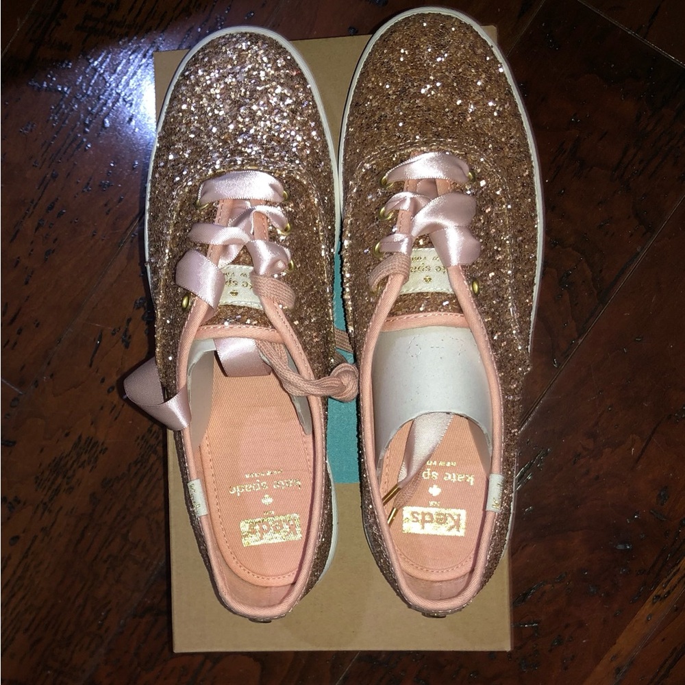 Keds for Kate Spade Rose Gold Glitter Sneakers 7.5 M
